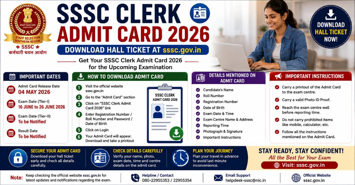 SSSC Clerk Admit Card 2026 Download Hall Ticket